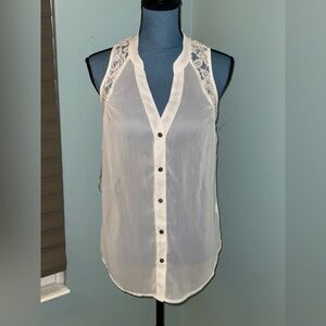 Sleeveless Blouse New With Tags Size Large Beige With A Beautiful Laced Back